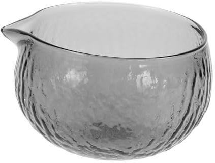 Warmhm Matcha Bowl with Pour Spout Hammered Glass Japanese Tea Chawan Glass Mixing Bowl for Matcha Tea Ceremony and Brewing