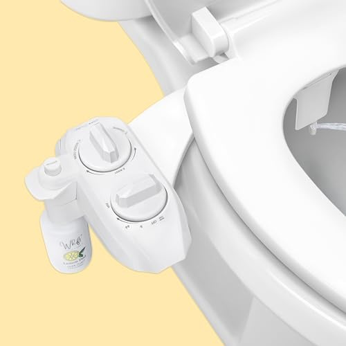 WHIFT 185 Bidet Dual Nozzle, Built-In Deodorizing Spray, Non-Electric Bidet Attachment For Toilet Seat, Easy Slide-In Install, Cold Water, Rear & Feminine Wash, LUXE Bidet (White)