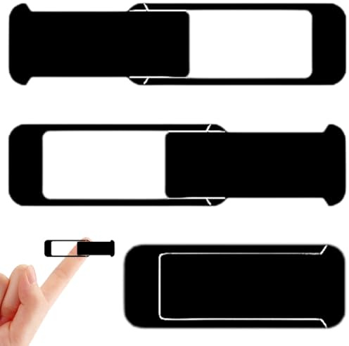 PRESSINART 3 Piezas Cubierta de Cámara de Portátil Negra 0.08 Pulgadas Cubiertas de Privacidad de Cámara Web para Mini PC Teléfono Portátil de Escritorio Tableta Ultra Delgada Plástico Duradero