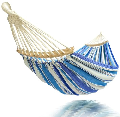Amaca per 2 persone 220 x 150 cm Lunghezza totale 330 cm portata 300 kg tela di cotone amaca per esterni per giardino interno balcone bambini con barra di spalmatura rimovibile
