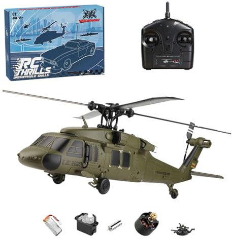 WL K270 UH-60L BlackHawkk RC-Hubschrauber mit 6-Achsen-Gyroskop, 2,4G 4CH RC-Hubschrauber mit bürstenlosem Motor, barometrischer Höhenhaltung und optischer Flusspositionierung (L/R Doppelgas)