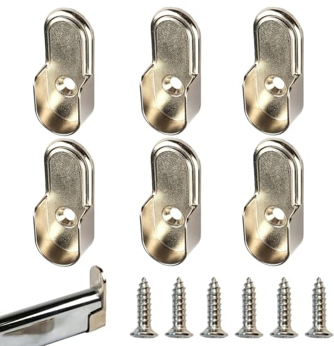 6 Pcs Support Tringle Penderie, Avec 12 Vis, Support Barre Penderie, Tringle, Penderie Ovale Soutien Barre Penderie, Pour Soutien Pour Tringle Rideau, Barr Penderi Vetement, Porte Manteau