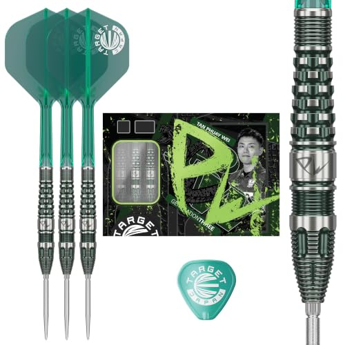 Target Japan Prime Series PW G3 Steel Tip Darts with Kflex, 23G/25G | 90% Tungsten Dart Set, K-Flex Flights and Shafts No.2, Swiss Nano Point Tips, Tan Phuay Wei Gen 3