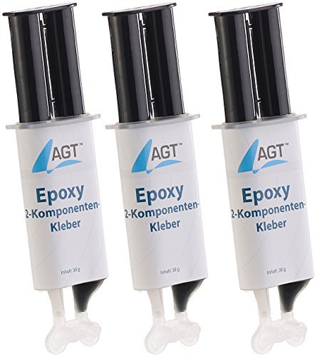 AGT Zweikomponentenkleber: Epoxy 2-Komponenten-Kleber, hohe Belastbarkeit: 23 N/mm², 3er-Pack (Metallkleber, Kleber Metall, Sekundenkleber)