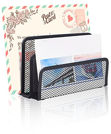 wishacc Desk Mail Organizer Small File Holders Letter Metal Mesh Document/Filing/Folders/Paper Organizer for Desktop