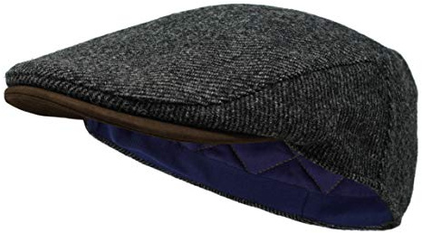 Borges & Scott Die Sloan - Flat Cap aus Irish Tweed und Nubukleder - Irischer Schiefer - L