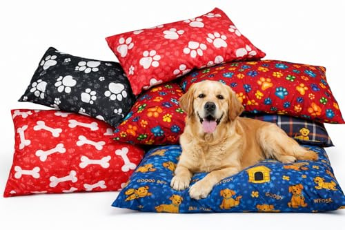 E4Emporium PET DOG BED CUSHION LARGES/XL SIZES WITH REPLACEABLE ZIPPED COVER AVAILABLE IN RANDOM COLOURS (Large (95 x 65 cm))