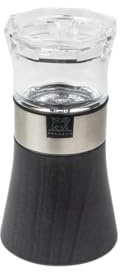 PEUGEOT - 2 in 1 Olso 11 cm Pepper Mill + Salt Shaker - Black Pepper Included - Made with PEFC Certified Wood, Stainless Steel and Acrylic - Made in France - Graphite Colour