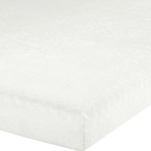 Erwin Müller Topper-Spannbettlaken Frottee-Stretch, Spannbetttuch für Topper Füssen weiß Größe 140x200 cm - 160x200 cm - pflegeleicht, formstabil, mit Rundumgummi, sehr Gute Passform