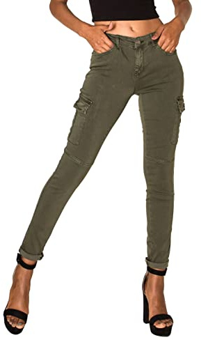 Nina Carter - S353 - Pantalon cargo pour femme - Sur mesure - Élastique - Look usé