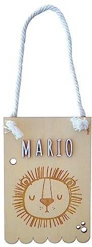 nagu® Wimpel aus Holz mit Tieren 10x15 cm | Inklusive Klebebuchstaben für Personalisierte Namen | Dekor Girlande Kinderzimmer Junge oder Mädchen | Personalisiertes Baby Geschenk