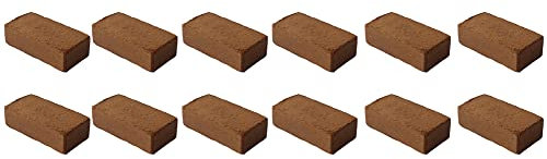 Lot de 12 terreaux de coco pour plantes d'intérieur 96 litres 650 g 20 x 5,5 x 10 cm En fibres de coco Terreau d'humus Terreau de fleurs bio Terreau de jardin Tuiles de coco fines