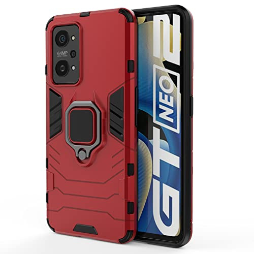 Max Power Digital Funda para móvil Realme GT Neo 2 Carcasa Magnética con Anillo Imán Antigolpes Resistente Rígida Dura [Tecnología Absorción Golpes] (Realme GT Neo 2, Rojo)