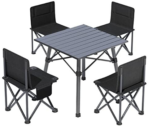 Tragbarer Picknicktisch, Folding Roll Up Camping Reise Tisch und Stuhl 5pcs. Set mit Tragetasche YIJIAN