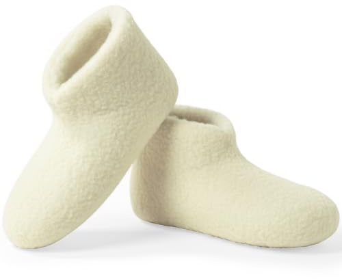 MYNE Bettschuhe IamFlauschi Schafsbeige Größe 36/37 - Kuschelig Warme Hausschuhe aus Schafwolle - Hüttenschuhe für Damen und Herren