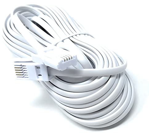 Drut 15 m BT a BT 4 Fili 431A Maschio-Maschio Cavo telefonico Piatto Cavo 0,5 Piedi Bianco