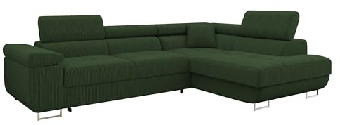 Mirjan24 Ecksofa Torezio Cord mit Bettkasten, Einstellbare Kopfstützen, Sofa mit Schlaffunktion, Eckcouch für Wohnzimmer, L-Form Couch mit Bettfunktion (Poso 14, Seite: Rechts)