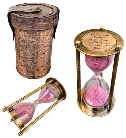 Antique Vintage Brass Hourglass Small Brass Sand Clock Vintage Brass Sand Watch Sand Timer Hourglass for Home and Office Decor Mini Sand Timer Hourglass Go Confidently Engraving