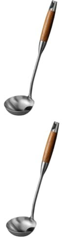 BESTonZON 2pcs Oil Soup Separator Spoon Stainless Steel Serving Spoons Grease Filter for Use
