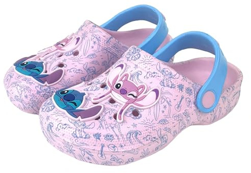Disney Filles Stitch et Angel Clogs avec Charms Sandales d'été Sliders avec Sangle de Cheville Chaussures de Plage