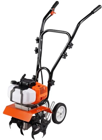 VEVOR Motoculteur à gaz 43 CC 2 Temps avec 4 Dents Avant réglables en Acier pour la Culture de pelouse, de Jardin et de Terrain