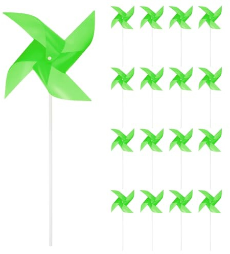 sourcing map 25 Pièces de Moulins à Vent pour Le Jardin de 15 x 7.5 avec 4 Feuilles, Dispositifs Anti-Oiseaux Résistants au Vent et à l'eau avec des Piquets pour Décoration de Patio, Vert