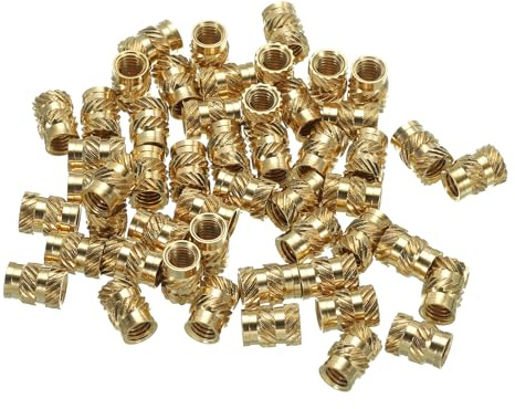 sourcing map M5 Gewindeeinsätze, metrische Rändelmuttern, Messing-Heat-Set-Einsätze für Kunststoff, 3D-Druckkomponenten, 50 Stück