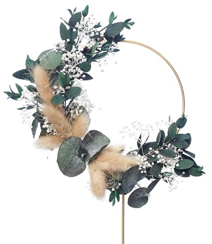The Baked Studio - Boho-Trockenblumen-Blumenkranz, Kuchendekoration für Geburtstage, Babypartys, Taufe und Hochzeit (Eukalyptus)