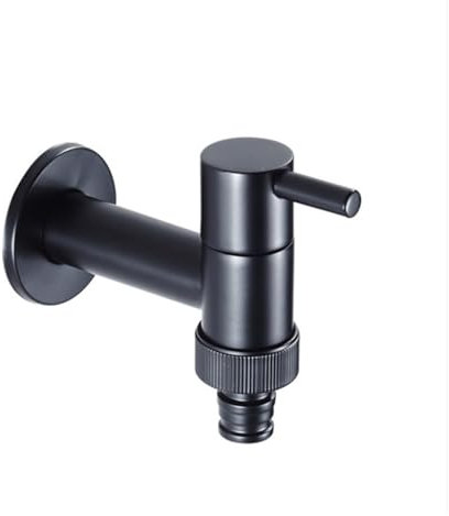 1 Stück Messing Schwarz Sprühfarbe 3/4' Waschmaschine Wasserhahn Mopp Pool Balkon Schnell öffnender, frostsicherer und explosionsgeschützter Wasserhahn