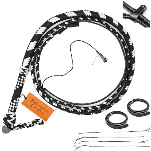 Bianco e Nero Nero e Verde Paracord/Frusta in Nylon Frusta 16 trecce Fili Intrecciatura in Pelle Pancia e Rinforzo in Pelle all'Interno Frusta rumorosa Che schiocca (4 Piedi (1,21 Metri))