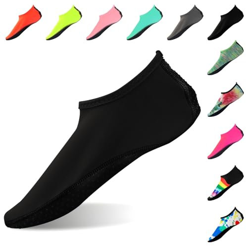 FANWINKJ Water Socks,Yoga Socks, Anti-Slip Breathable and Stylish Water Socks for Beach, Sports, Surf, and Swim, Men and Women,Black-XXXL