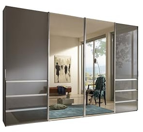 WIEMANN Schwebetürenschrank Kleiderschrank Schlafzimmerschrank 330cm breit, mit Schubladen, Glas Havanna, mit Spiegel, Höhe 236cm, Malibu