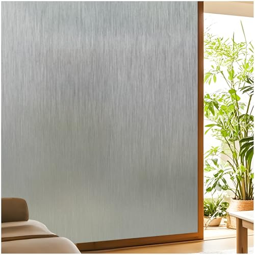 Beautysaid Window Film Privacy for Glass Windows, Frosted Window Film with Rainsilk Pattern, Anti-UV Static Cling without Glue for Home Bedroom Bathroom Office, 44.5 * 200 cm