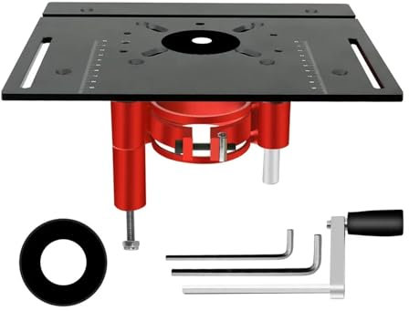 Mesa de fresadora Sistema De Elevación De Enrutador De Precisión Mejorado Y Placa De Inserción De Mesa De Enrutador De Aluminio, Base De Elevación De Enrutador De Madera For Bancos De Trabajo, Herrami