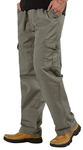 Cargohose für Herren UK – Stretch-Arbeitshose, leichte Cargo-Kampfhose, entspannte Passform, Cargo-Kampfhose, gerades Bein, Sporthose, Stretch-Joggerhose, Outdoor-Trainingshose, armee-grün, 4XL