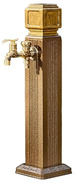 Fontana d'acqua da pavimento per esterni con rubinetto e prolunga per tubo flessibile, per giardino, patio, cortile, colonna d'acqua autoportante da giardino con rubinetto esterno antigelo e supporto