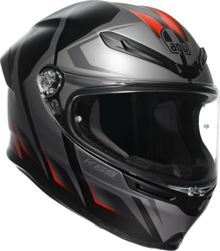 AGV K6 S Karve Helm, schwarz matt/grau/rot, M (57/58)