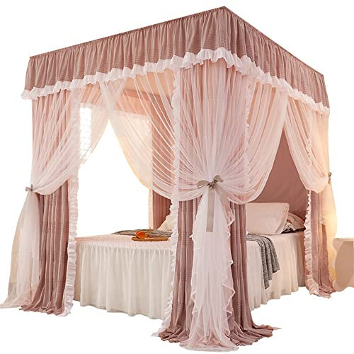 Luxuriöses Moskitonetz, 3 Türen, Bettvordach, staubdicht und verdunkelnd, stilvolles Design, Größe 1,8 x 2,2 x 2 m