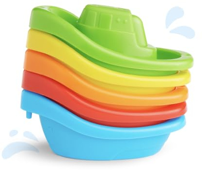 Munchkin Fleet of 5 Boats Bath Toy | Interactive and Fun Bath Toys for Babies and Toddlers | Easy Grip | Baby Essentials | Pack of 5