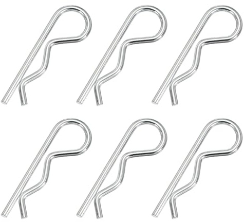 PATIKIL M4 x 75 mm Cotter Pin Assortment Kit, 6 Pcs Heavy Duty R Clips Hardware Pin Carbon Steel Spring Fasteners Hitch Pin for Trailer Locking Lawn Mowers Truck, Silver Tone