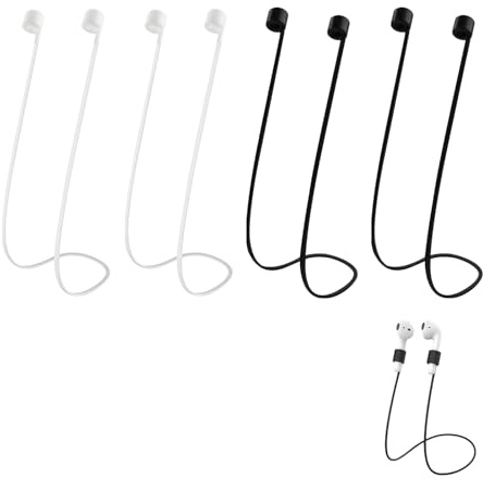 4 Pièces Cordon Fil pour AirPods 1 2 3 Pro,Bandes de Maintien Sécurisation Silicone Souple Compatible avec AirPods, 70cm Sangle Pratique pour Sport, Quotidien et Usage Général, Accessoires AirPods