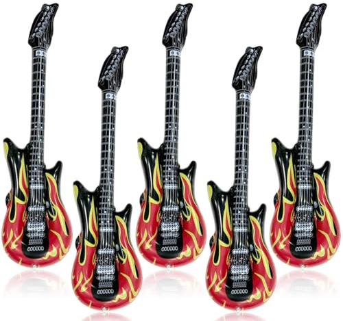 Aufblasbare Gitarren, 5 Stück Aufblasbare Party Gitarre, 100cm Aufblasbare Instrumente, Aufblasbare Gitarren Requisiten, Rock Musikinstrument für Mottopartys, Karneval, Props Party