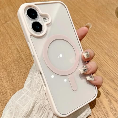 CIBOS Custodia trasparente per ricarica wireless per iPhone 16 15 14 Plus 13 Cover in acrilico (per iPhone 12 Mini/Rosa)