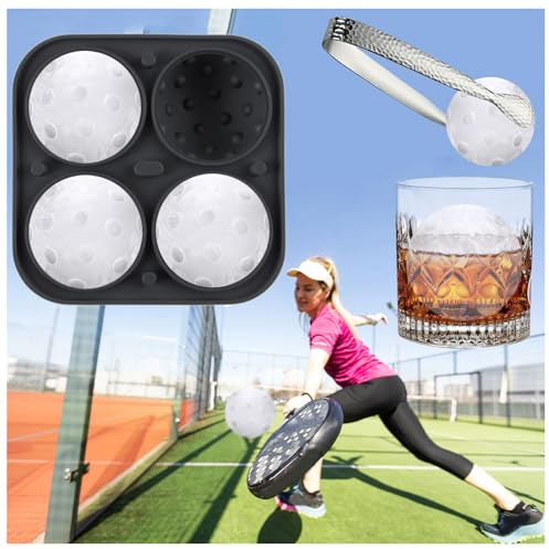 Gran bandeja redonda para cubitos de hielo, SilverChry Ball moldes para cubitos de hielo, recipiente 3D para cubitos de hielo con tapa embudo, molde de silicona para bolas de hielo para hielo, whisky