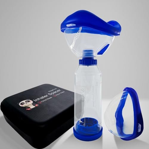 Distanziatore inalatore con maschera per bambini e custodia da viaggio, camera aerosol utilizzata con qualsiasi inalatore a dose misurata (MDI) per asma e problemi respiratori.