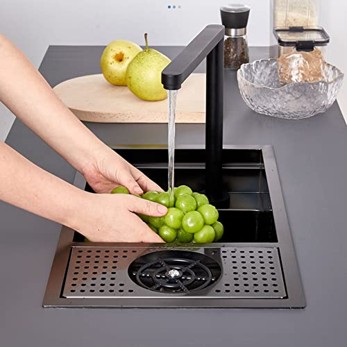 Lavello da cucina sottopiano in acciaio inox, 60 x 40 cm, lavabo singolo con scarico ad alta capacità, per casa, bar o cucina, design durevole nascosto