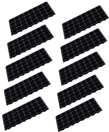 GARIOUANS Kit 10 Pezzi Vassoi Multiforo la Germinazione delle Piante, Vassoio per Propagazione da Giardino 21 Celle in Plastica Nera, per Coltivazione di Micro Ortaggi e Avvio Piantine