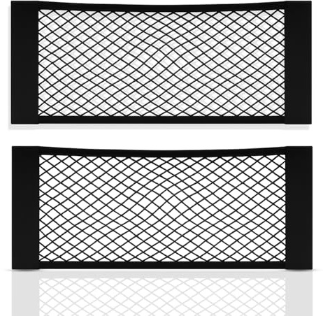 TYGA - Red de carga para maletero de coche, organizador de almacenamiento de malla elástica para asiento delantero, asiento trasero o maletero, fácil de instalar, (50 x 25 cm) (negro) (paquete de 2)