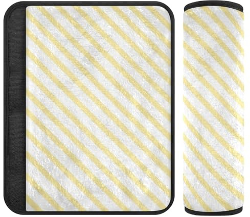 2 fundas acolchadas para cinturón de seguridad, diseño de rayas amarillas, evita que el cinturón de seguridad se corte en el cuello para bolsa, funda para cinturón de carro