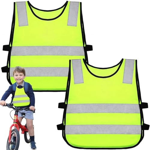 3 Stück Warnweste Kinder 3-6 Jahre, Hochsichere Sicherheitsweste Kinder mit 360° Reflexstreifen, Atmungsaktive Kinderwarnweste Straßenverkehr & Outdoor, Leichte Warnweste Kinder mit Universalpassform